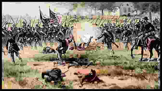 A Dramatic Depiction Of A Civil War Battlefield, With Soldiers Engaged In Fierce Combat. Slavery And The Making Of America