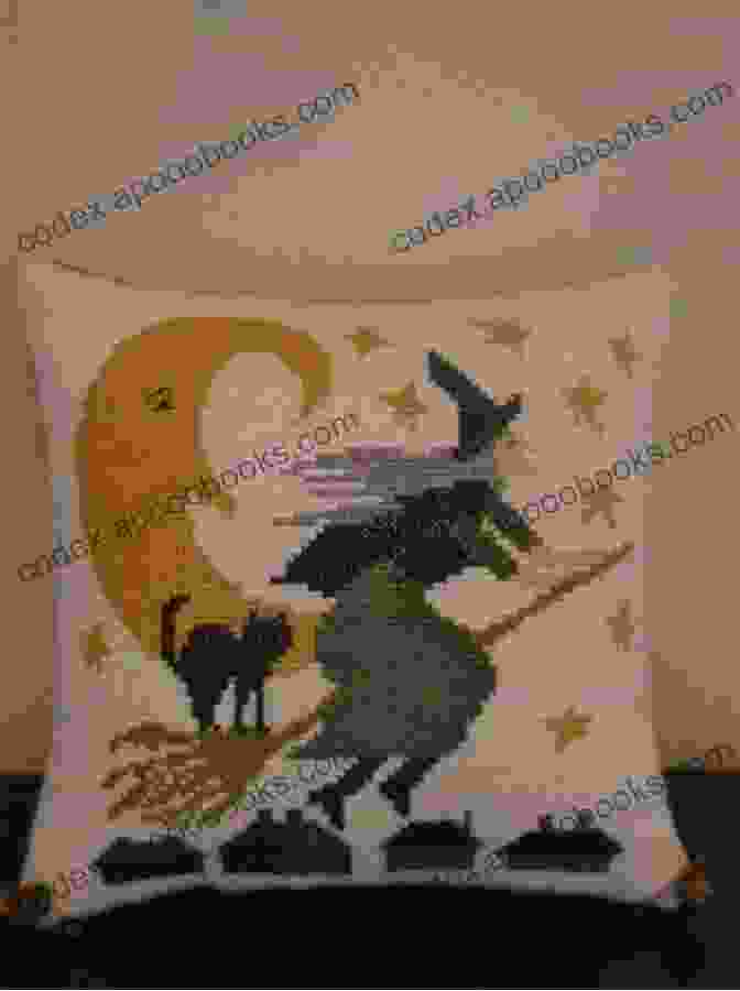 A Witch Cross Stitch On A Pillow Halloween Cross Stitch Patterns: 5 Festive Cross Stitch Patterns