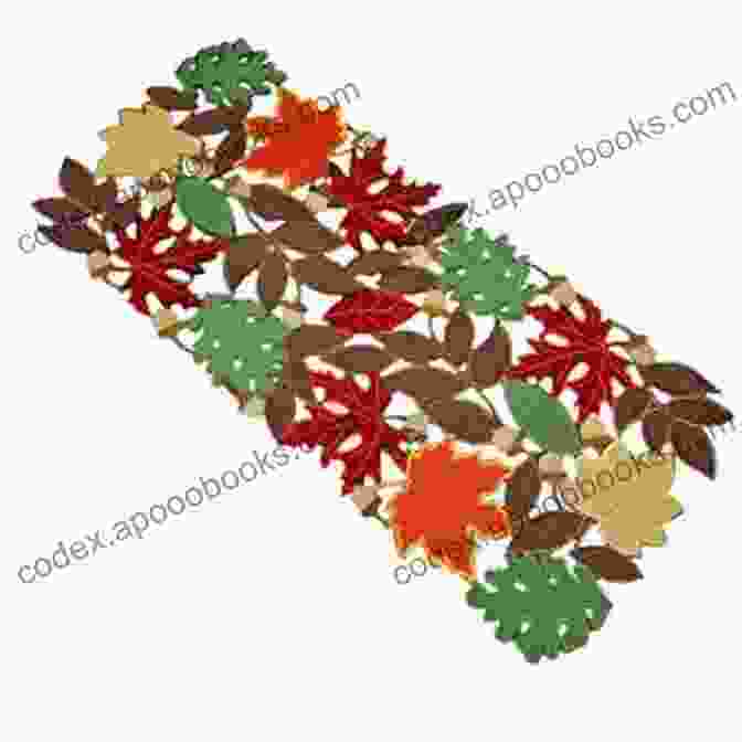 Autumn Themed Table Runner Featuring Embroidered Acorns And Leaves, Adding A Touch Of Rustic Charm To Your Dining Space. Just Treats No Tricks: Bewitching Quilts And More To Celebrate Autumn