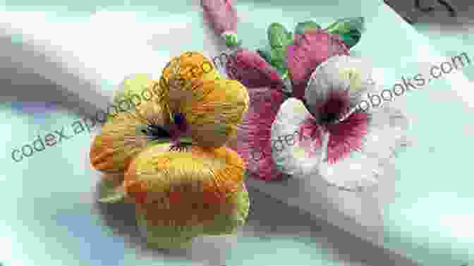 Exquisitely Embroidered Viola Flower Close Up Flowers In Threads Viola Pattern