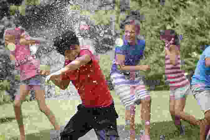 Kids Throwing Water Balloons At Each Other While Playing Dodgeball. Weather We Like It Or Not : Cool Games To Play On A Sunny Day: Weather For Kids Earth Sciences (Children S Weather Books)