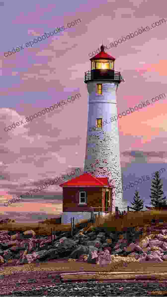 Wind Point Lighthouse, A Stunning White Lighthouse With A Red Roof, Stands Proudly On A Rocky Bluff Overlooking Lake Michigan. Wind Point Lighthouse Barb Wardius